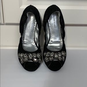 ADRIENNE VITTADINI Black Metallic Stretch Flats